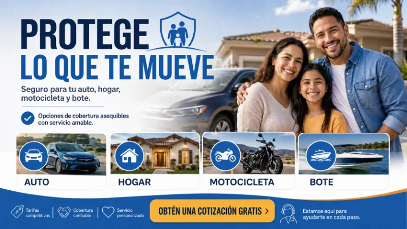 Aseguranzas por auto, hogar, motocilcleta, bote